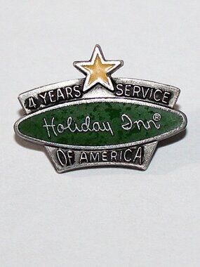 Vintage Sterling Silver Four Year Service Holiday Inn Lapel Pin Brooch